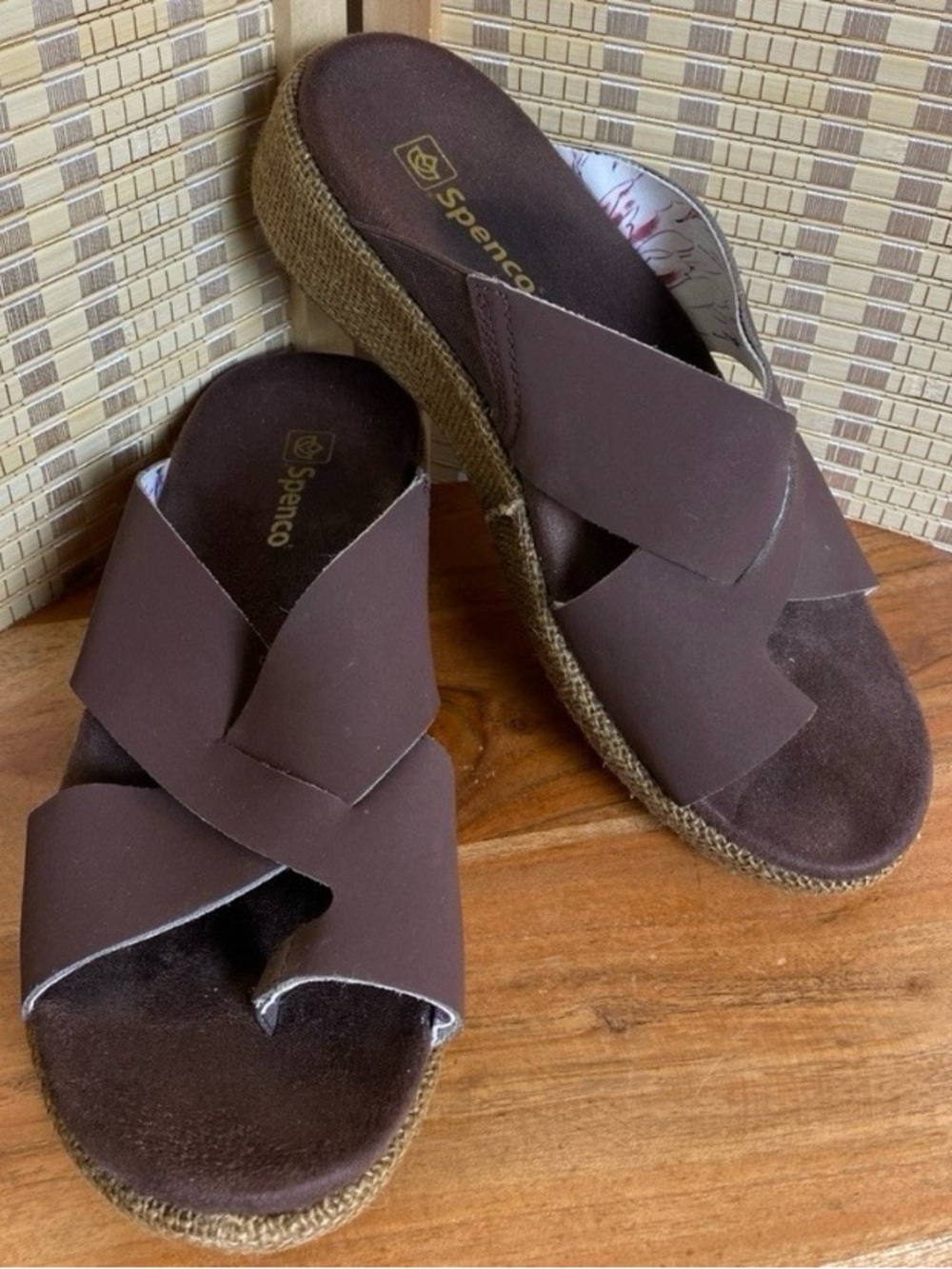 Spenco Oasis Brown Leather Sandals Size 7.5W